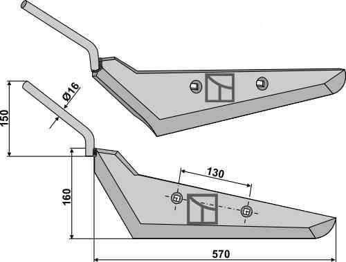 Beet lifter share, left model fitting for Gilles 7099