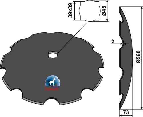 Notched disc Ø560x5 fitting for Simba P01099