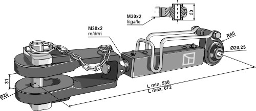 Lifting link fork M30x2