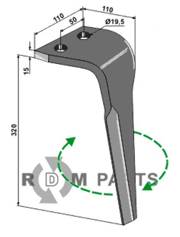 Tine for rotary harrows, right model fitting for Maletti E030146 Tine for rotary harrows, right model fitting for Maletti E030146