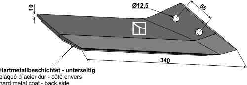 Replacement wing hard metal - right fitting for Lemken Kristall 3374532