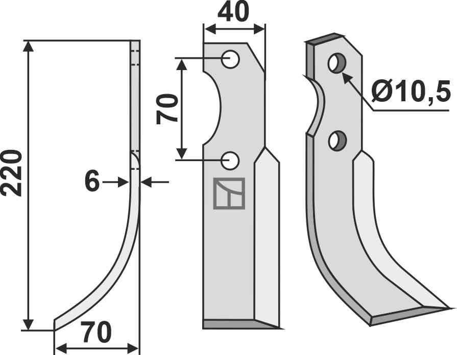 Blade, left model fitting for Brumital-Agris 20809004