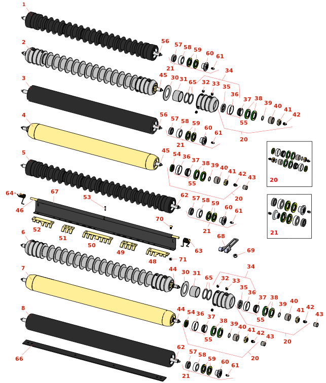 John Deere 7200A Reel Mower Rollers John Deere 7200A Reel Mower Rollers