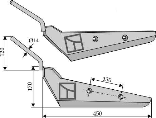 Beet lifter shares, left model fitting for Moreau AS475SG