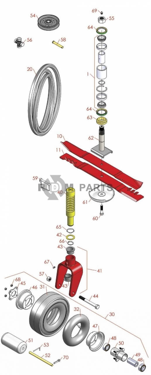 Replacement parts for Toro 3000D 72'' Recycler Deck - Model 30372