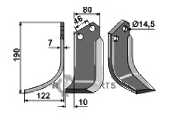 Blade, left model fitting for Forigo-Roteritalia F3156110