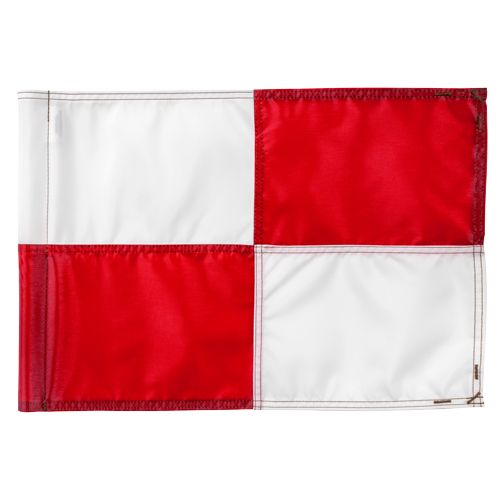 Large check golf flag - 400d tube - white - with red