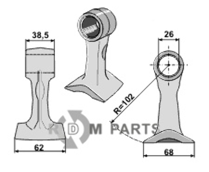 RDM Parts Pruning hammer fitting for Bomford 0990501 (Alt) 46399.01 (Neu)