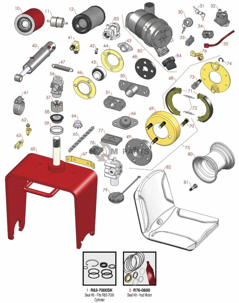 Replacement parts for Toro Sand Pro 5020 Traction Unit