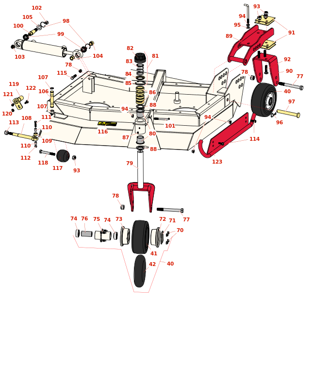 Toro Groundsmaster 4110-D Left-Hand Deck Caster Arms and Wheels
