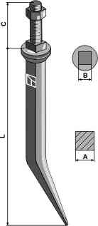 Harrow teeth from boron steel with square neck
