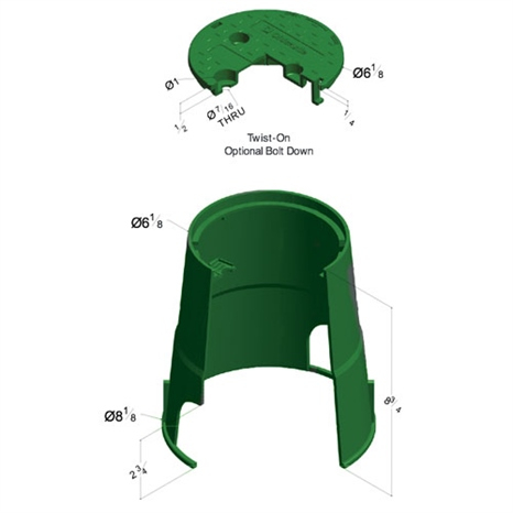 Carson valve box w/twist lock lid 0708 - green blank