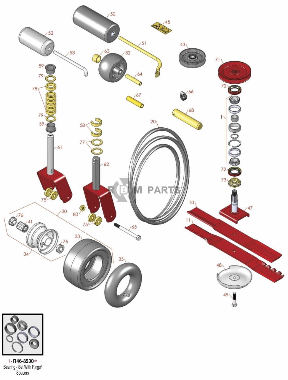 Replacement parts for Toro groundmaster 62'' Deck Model 30551