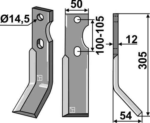 Rotary tine, right model simo-01r