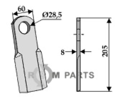 RDM Parts Recht mes passend voor Berti CD6008F28
