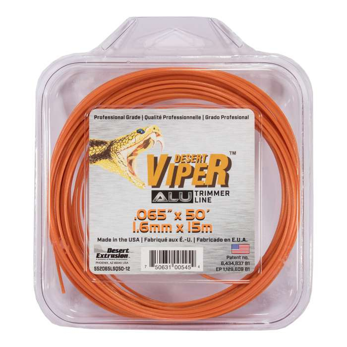 Trimmer line desert viper alu - large square orange .065" / 1,6 mm 50' / 15 m