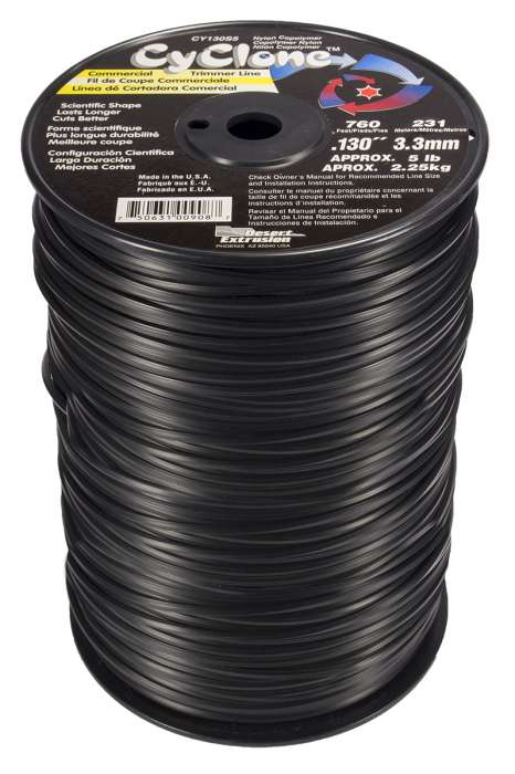 Trimmer line cyclone™ shaped black .130" / 3.3mm