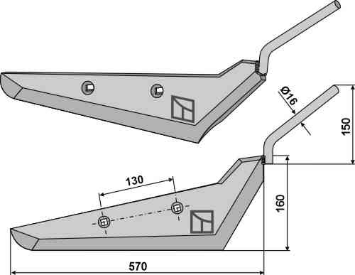 Beet lifter share, right model fitting for Gilles 7098