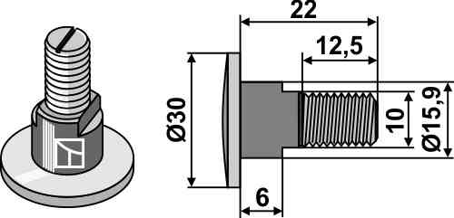 Bolt for rotary mower blades - M10x1,5 - 12.9 fitting for Kuhn 561.501.00
