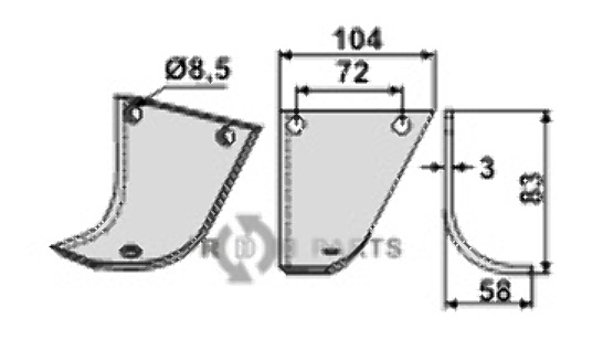 Blade, right model fitting for Hako 90-00978/8