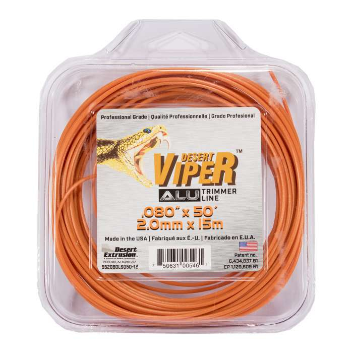 Trimmer line desert viper alu - large square orange .080" / 2,0 mm 50' / 15 m