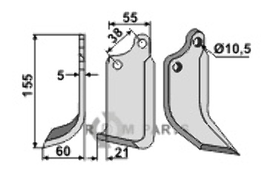 Blade, left model fitting for Agria 1767-12869