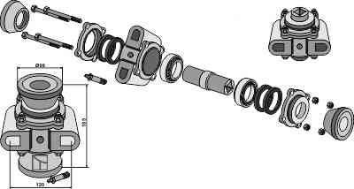 Bearing compl. for 26x26 square shafts