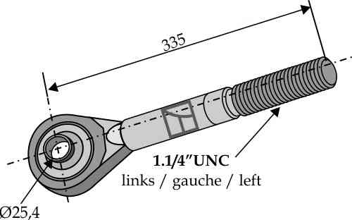 Swivelling tie-rod left