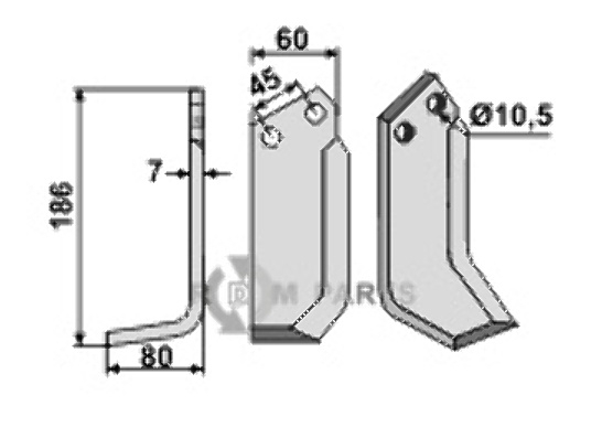 Blade, left model fitting for Valpadana MC18-4RM20