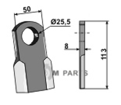 RDM Parts Recht mes passend voor Berti CD/2421