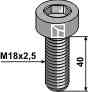Hexagon socket bolt - m18x2,5 - 12.9 184091212