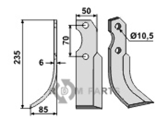 Blade, left model fitting for Brumital-Agris 49Z12