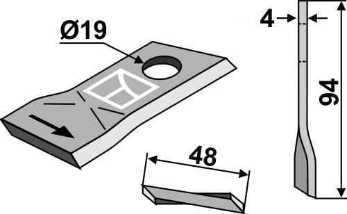 Rotary mower blade fitting for B.C.S. 58031193