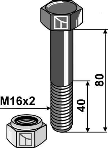 Schraube mit sicherungsmutter - m16 x 2 - 10.9 63-1680
