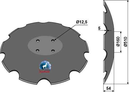 Notched disc with flat neck - Ø510 fitting for Köckerling 910964