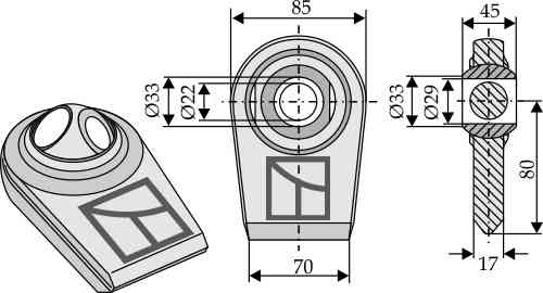 Ball joint terminals for lower-links with double drilled ball -  to be welded