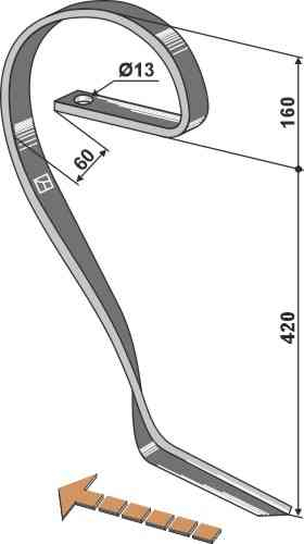 Brake tines, right model fitting for Rau E 17592