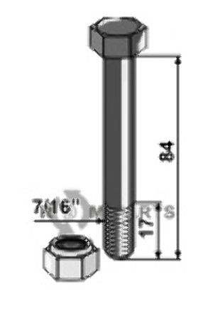 RDM Parts Schraube mit Sicherungsmutter - 7/16''UNF geeignet für Noremat Schraube: 103085 - Mutter: 103022