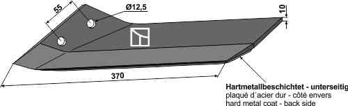 Replacement wing hard metal - left fitting for Lemken Kristall 3374539