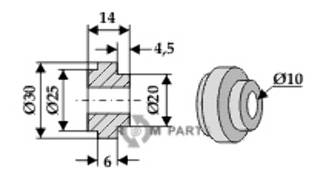 RDM Parts Bush for straw chopper flail blade fitting for Claas 0007368712