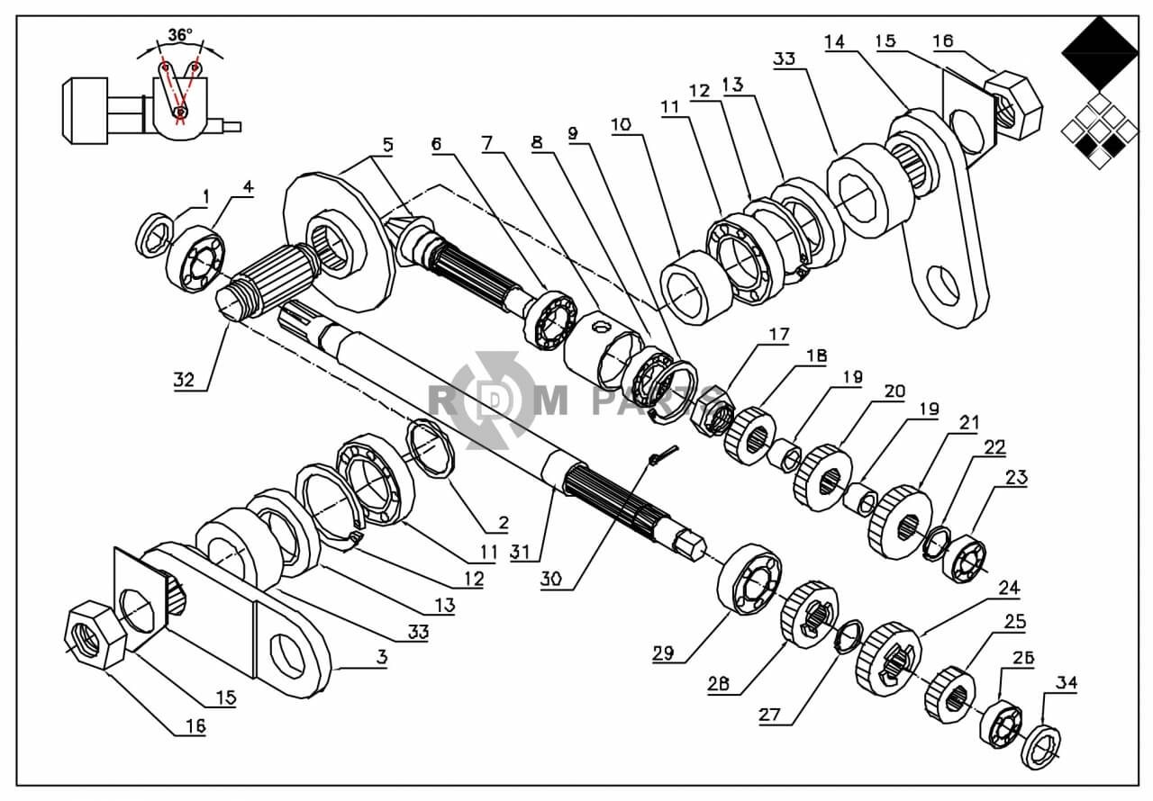 Replacement parts for VD7626 Transmissie