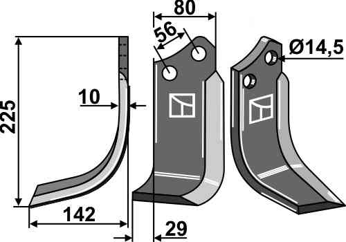 Freesmes, linkse uitvoering passend voor Maschio / Gaspardo R17820870R Freesmes, linkse uitvoering passend voor Maschio / Gaspardo R17820870R
