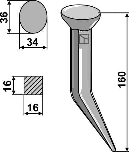 Weld-on harrow teeth with collar