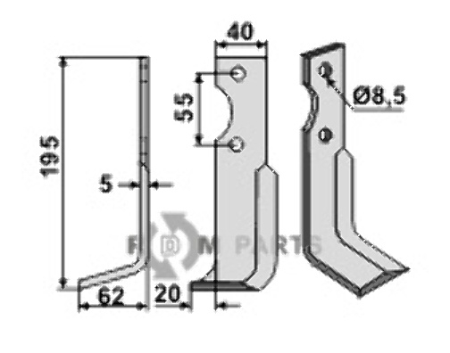 Blade, left model fitting for M.A.B. Bocchini 2783