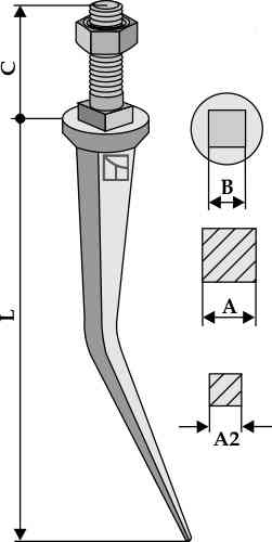 Cone shaped harrow teeth from boron steel, Rau model