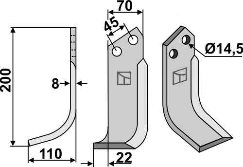 Freesmes, linkse uitvoering passend voor Maletti 0100 078
