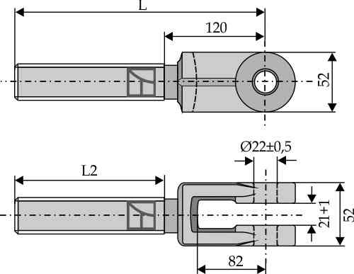 Lifting link fork M30x3,5