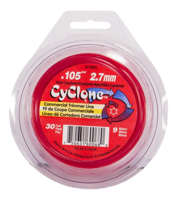Trimmer line cyclone™ shaped red 30' loop .105" / 2.7mm