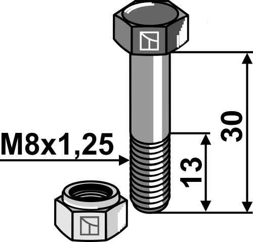 Schraube mit sicherungsmutter - m8x1,25 - 10.9 63-830