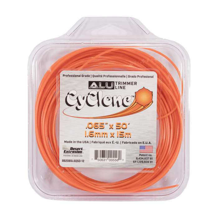 Trimmer line desert cyclone alu - large square orange .065" / 1.6 mm 50' / 15 m